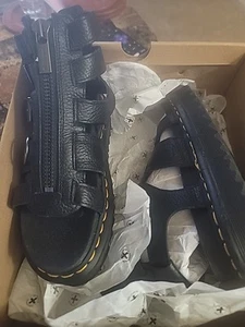 Dr. Martens Olson Zipped Black Leather Platform Sandal Gladiator Women's 6 - Picture 1 of 3