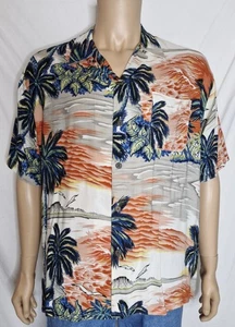 Hawaiian Shirt Size Large Oversized Rayon Aloha - Picture 1 of 10