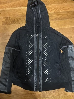 Miss Me Hoodie Womens Medium Gray Full Zip Rhinestone Embellished Scrolls Rare - Image 1 of 4