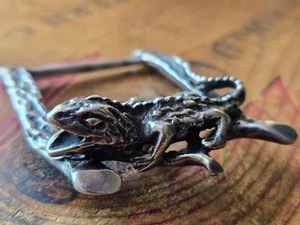 Vintage handgefertigte Sterling Silber Eidechse Gürtelschnalle - Bild 1 von 6