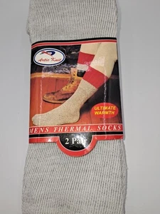 New! 2 Pair Artic Knit Thermal Socks Gray Red Shoe Size 7-12  - Picture 1 of 4
