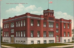 MEMPHIS, Missouri Postal "Edificio de Escuela Pública" Hecho en Alemania/1927 Cancelar - Imagen 1 de 2