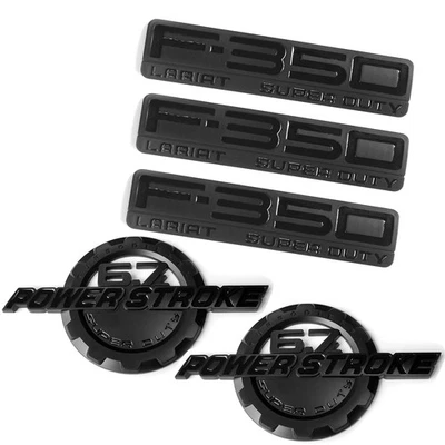 5 OEM 6,7 L POWERSTROKE + F-350 Lariat SUPER DUTY emblema se adapta a insignia F350 negro Foto 1 de 4