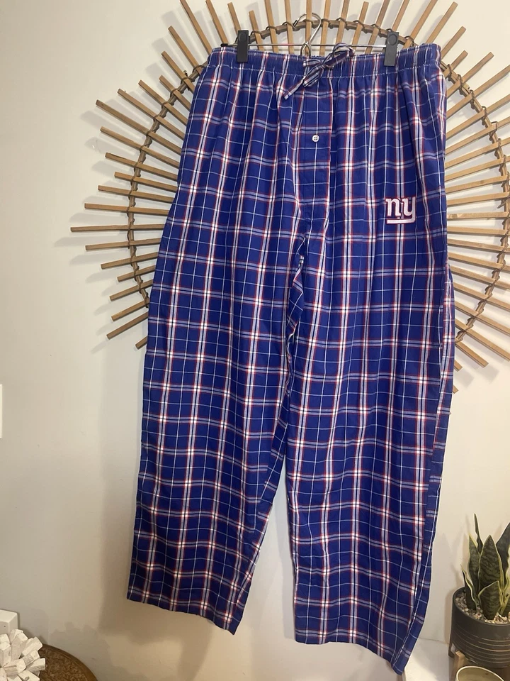 Pantalones de pijama a cuadros con logotipo de los Gigantes de Nueva York para hombre rojos y azules XL ropa de dormir cordón XL Foto 1 de 4