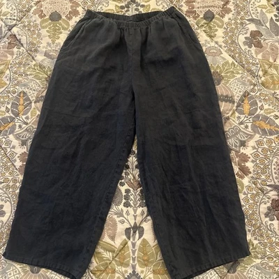 FLAX Women’s Clothing Cropped Blue Linen Pants Size Medium - Image 1 of 4