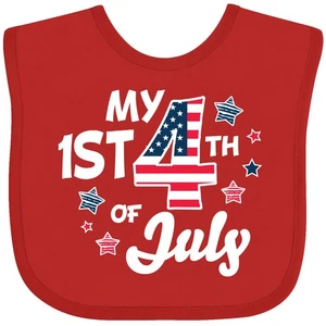 Inktastic My 1st 4th Of July With Striped Stars Baby Bib Fourth Kids First Flag - Picture 1 of 10