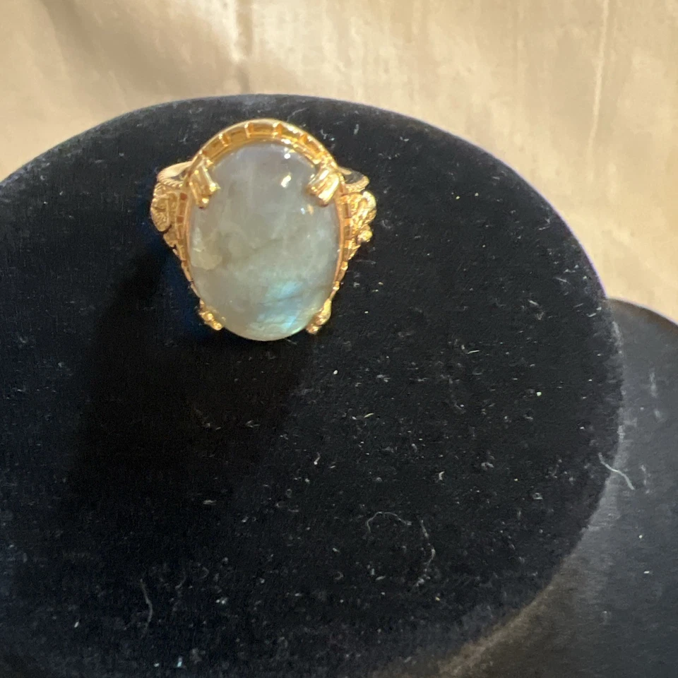 Anillo solitario de labradorita de fuego Karis Madagascar enchapado en 18 quilates YG (tamaño 6,0) #34 Foto 1 de 1