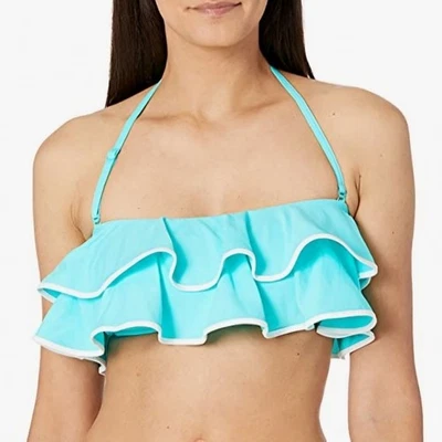 Traje de baño Carmen Marc Valvo nuevo con etiquetas conjunto de bikini con volantes bandeau top cintura alta talla M Foto 1 de 4