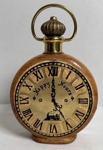 Vintage Original M.A. Glas Leder bezogen Taschenuhr Uhr Dekanter Italien - Bild 1 von 9