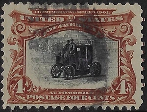 US 1901 Scott 296 used, CV $18, 4c auto VF-XF centering, light cancel. (a7319b - Picture 1 of 3