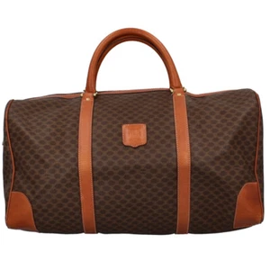 CELINE Macadam Boston bag PVC / Leather Tote Bag Brown USED - Picture 1 of 7