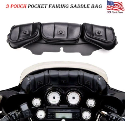 Bolsa de carenado de ala de murciélago para parabrisas de 3 bolsillos para Harley Touring Electra Glide EE. UU. Foto 1 de 4