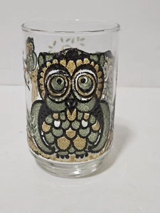 Vintage Libbey Stained Glass Tumbler Green Brown Owls - Picture 1 of 3