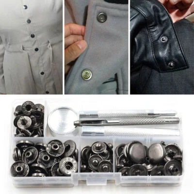 30 Set Heavy Duty Metal Snap Fasteners Press Studs Button with Install Tools Kit - Image 1 of 4