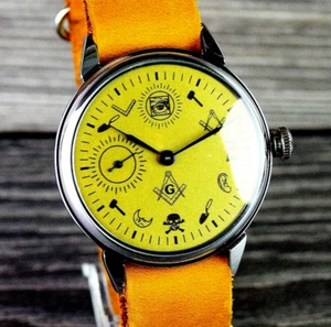 Reloj Pulsera Matrimonio Soviético Mecánico Hombre Estilo Masónico Reloj Vintage Reparado - Imagen 1 de 12
