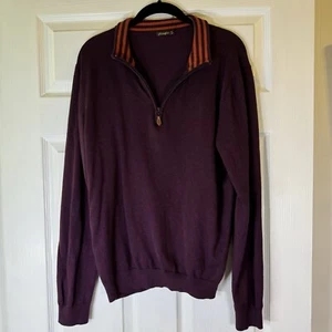 J. Mclaughlin Mens Half Zipper Turtleneck Sweater Maroon Cotton Blend Sz Medium - Picture 1 of 8