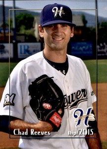 2015 Helena Brewers Grandstand #28 Chad Reeves Sterlington Louisiana LA Card