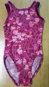 GK ELITE Youth MEDIUM Maroon Pink Orange Floral Dance Gymnastic LEOTARD - Picture 1 of 3
