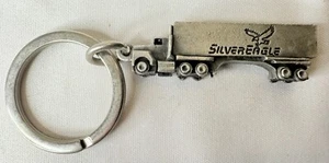Vintage Metall Silber Adler 18 Räder LKW geformt Schlüsselanhänger Schlüsselring Anhänger - Bild 1 von 4
