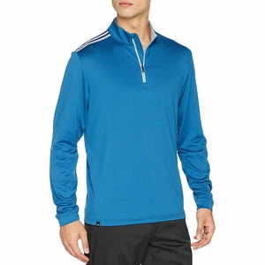 FELPA DA UOMO ADIDAS PERFORMANCE PERFORMANCE 3 RIGHE MEZZA CERNIERA RUNNING TOP - Foto 1 di 2