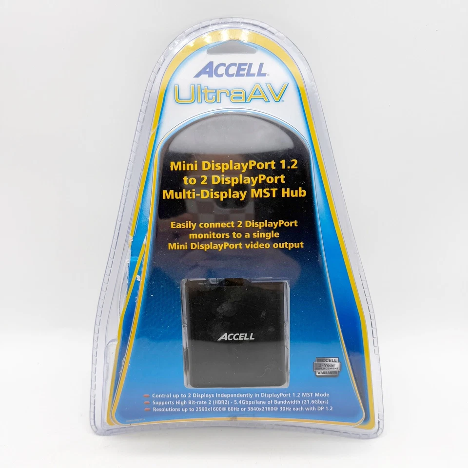 ACCELL UltraAV DisplayPort 1.2 to 2 DisplayPort Multi-Display MST Hub K088B-004B - Image 1 of 2