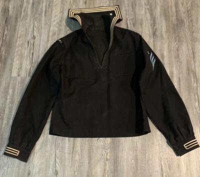 VTG NMCB 1 Men's 100% Wool Sailor Navy Blue Fiber Coated Long Sleeve Jumper  42L - Image 1 of 4