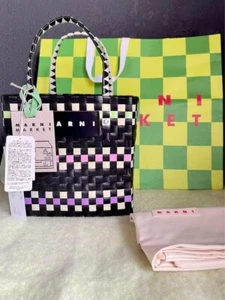 Marni Market Mini Basket Bag Black Purple Handwoven PVC Colombia 22x22x14cm New - Picture 1 of 5