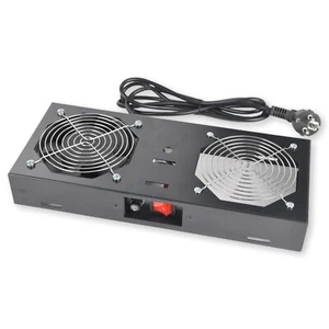 Unité de ventilateur de toit pour armoire réseau - 1x ventilateur - interrupteur - noir - Photo 1/3
