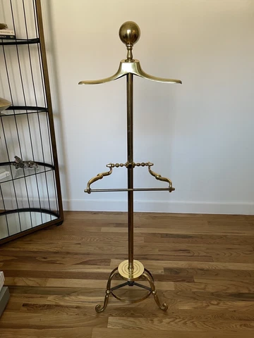 1960s Vintage Midcentury Modern MCM Brass Valet Clothing Stand Cover