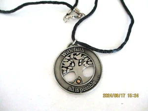 CAMCO PEWTER Tree Of Life Pendant Necklace Black 22" Cord - Picture 1 of 4