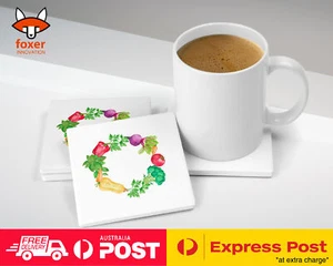 COASTER COFFEE DRINKING MAT|WATERCOLOR MIXED VEGETABLES 3 - Imagen 1 de 21