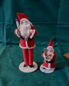 2 Vtg Japan Santa Claus Christmas Figures- 1 Clay Face 1 Celluloid Face - 4"&7" - Picture 1 of 9