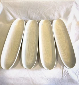 Vintage White Ceramic Corn-on-the-Cob Dishes – Set of 4 - Picture 1 of 7