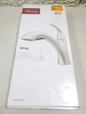 Pfister Wray Single-Handle Pull-Out Sprayer Kitchen Faucet Stainless Steel - Image 1 of 4