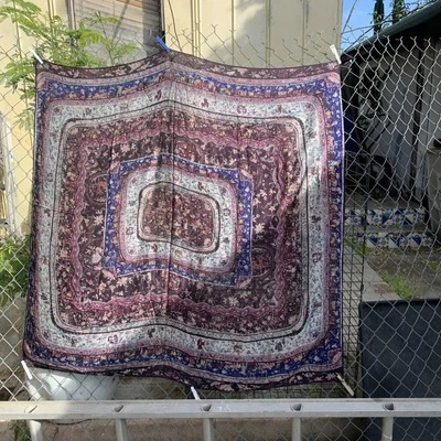 ETRO Bufanda Cuadrada Grande Mantón Envoltura Paisley Lana Seda Hecho en Italia Arte para Usar Foto 1 de 4