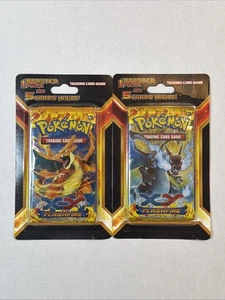 2 Pokémon XY FLASHFIRE BOOSTER LEGACY BLISTER + 5 cards CHARIZARD And Mega Art - Picture 1 of 2