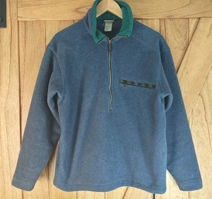 Vintage LL Bean Fleece Jacket Mens Large Teal Green Deep Pile Full Zip - Picture 1 of 4