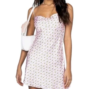 Mini Vestido Princesa Polly Talla 6 Rosa Satinado Estampado Girasol Sin Mangas Solero - Imagen 1 de 10