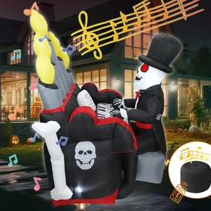 Bonus Bluetooth Speaker! 5.4X5.4Ft Giant 3D Novelty Halloween Inflatable Skeleto - Picture 1 of 12