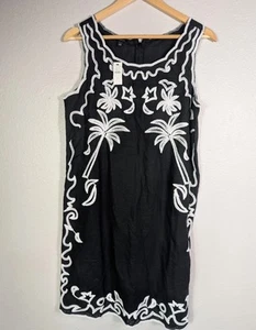 Vestido Talbots Mujer Talla 6 Negro Blanco Mezcla de Lino Cambio Informal Clásico Comodidad Mb - Imagen 1 de 7