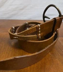 Max Studio Brown Leather Belt X Design Size Small 34" - Picture 1 of 7