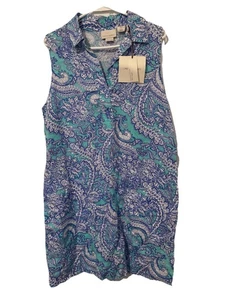 Neu mit Etikett Cynthia Rowley Kleid Leinen 12 ärmellos Paisley Küste schick Strand Resort - Bild 1 von 6