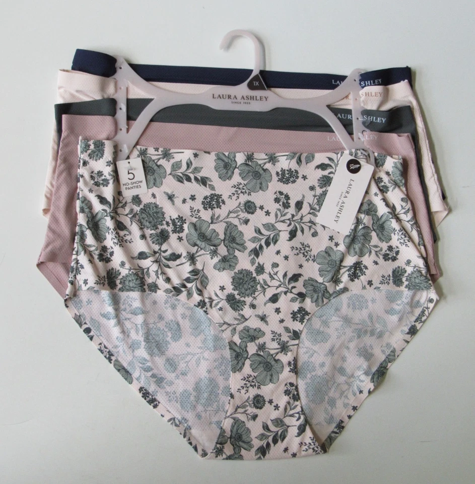 Laura Ashley 5 pares NO SHOW Ropa Interior Bragas Calzoncillos Talla 1X NUEVO CON ETIQUETAS Y PERCHA $48 Foto 1 de 1