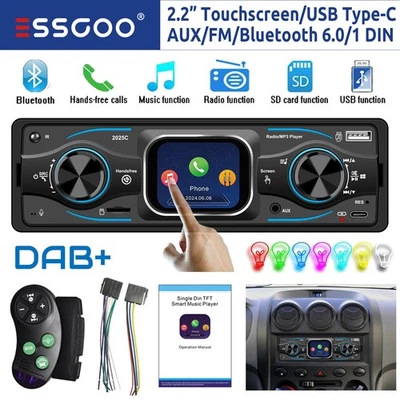 Autoradio mit DAB+ Bluetooth 6.0 Freisprech Touchscreen 7 Farbe 1 DIN USB SD Aux - Bild 1 von 4