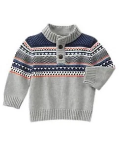 Gymboree Fair Isle Pullover Sweater Boys MEDIUM Gray HAPPY HARVEST - Picture 1 of 3