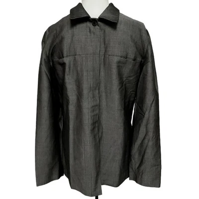 ISDA & CO Unisex Cremallera Lana Mohair Mezcla Chaqueta Camisa Gris Talla M Foto 1 de 4