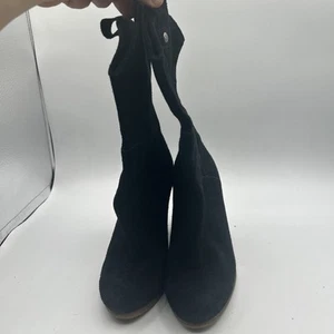 American Eagle Black Suede Western Boots Women's Size 8 Mid Calf High Heels - Picture 1 of 6