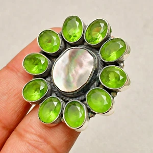 Mother Of Pearl Gemstone 925 Sterling Silver Jewelry Ring Size 6.5" - Picture 1 of 8