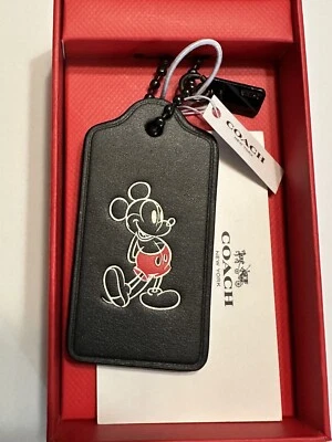 Disney X COACH Mickey Mouse Leather Hang Tag Purse Charm New in Box 56626 - Image 1 of 2
