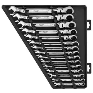 Milwaukee 48-22-9513 Metric Flex Head Ratcheting Combination Wrench, 15-Pieces - Afbeelding 1 van 5